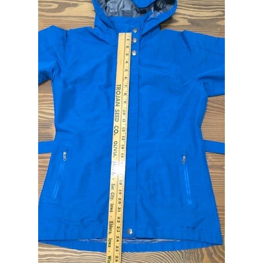 Merrell Opti-Shell Women’s XS Blue Hooded Waterproof Rain Jacket Belted - Picture 10 of 11